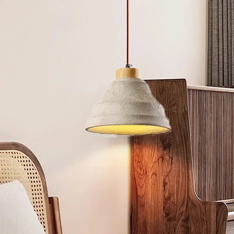 Wabi-Sabi Bedside Hanging Lamp Retro Hallway Restaurant Bar Cement Chandelier Cookies In Homestay Bedroom Pendant Lights