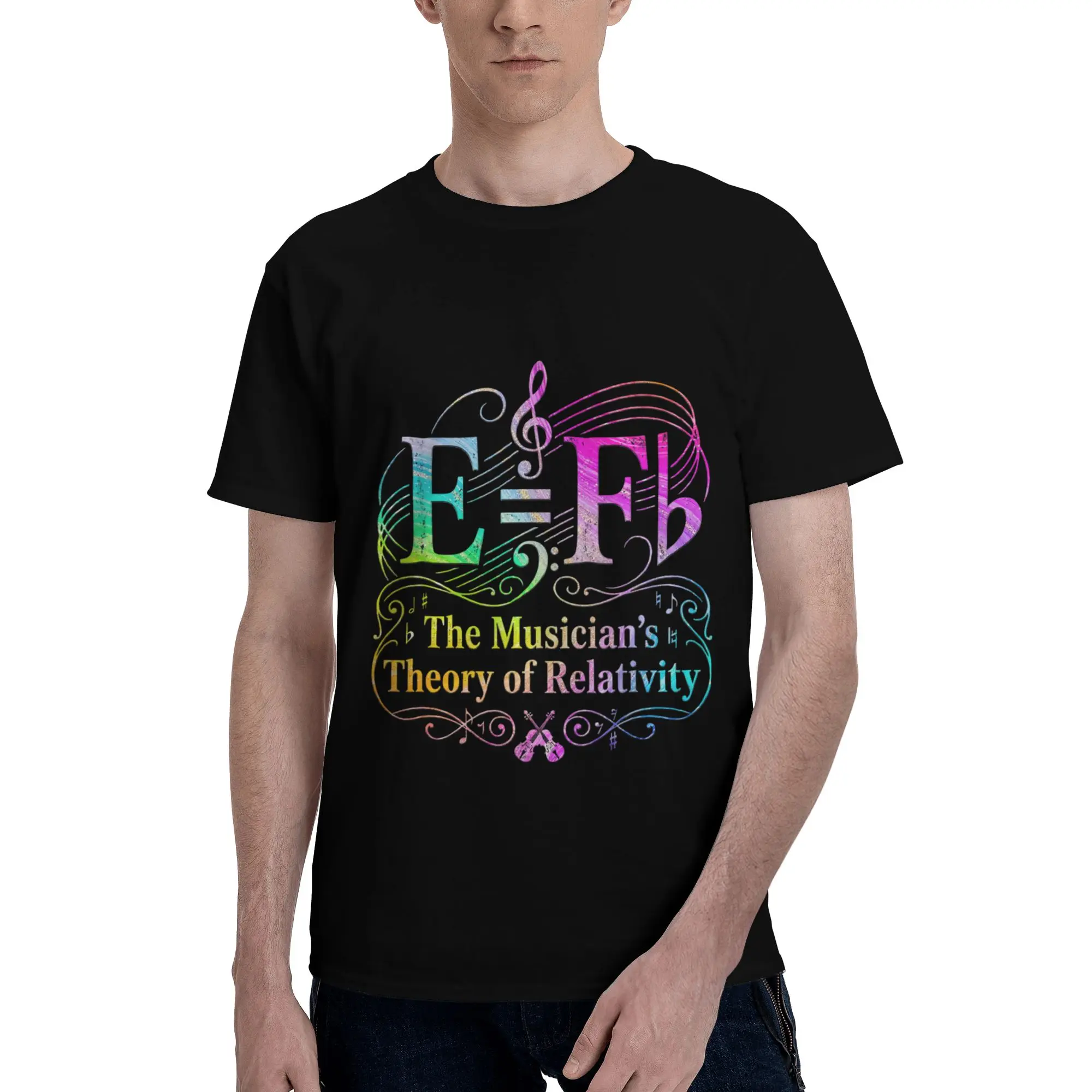 Musician E Equals F Flat Music Theory Joke Men T-Shirt Clothes  Casual Tees Short Sleeve fugees Pure Cotton