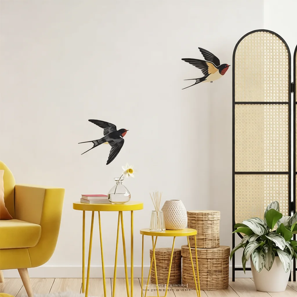 Bird Pattern Cartoon Wall Stickers Removable PVC Decals Self Adhesive Art Mural Wall Decor For Kids Room Nursery Home Styling