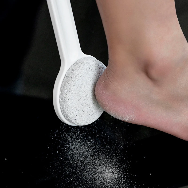 1Pcs Pumice Brush Exfoliating Foot File Double Sided Long Handle Stone Care Scrubber Exfoliator Body Brush