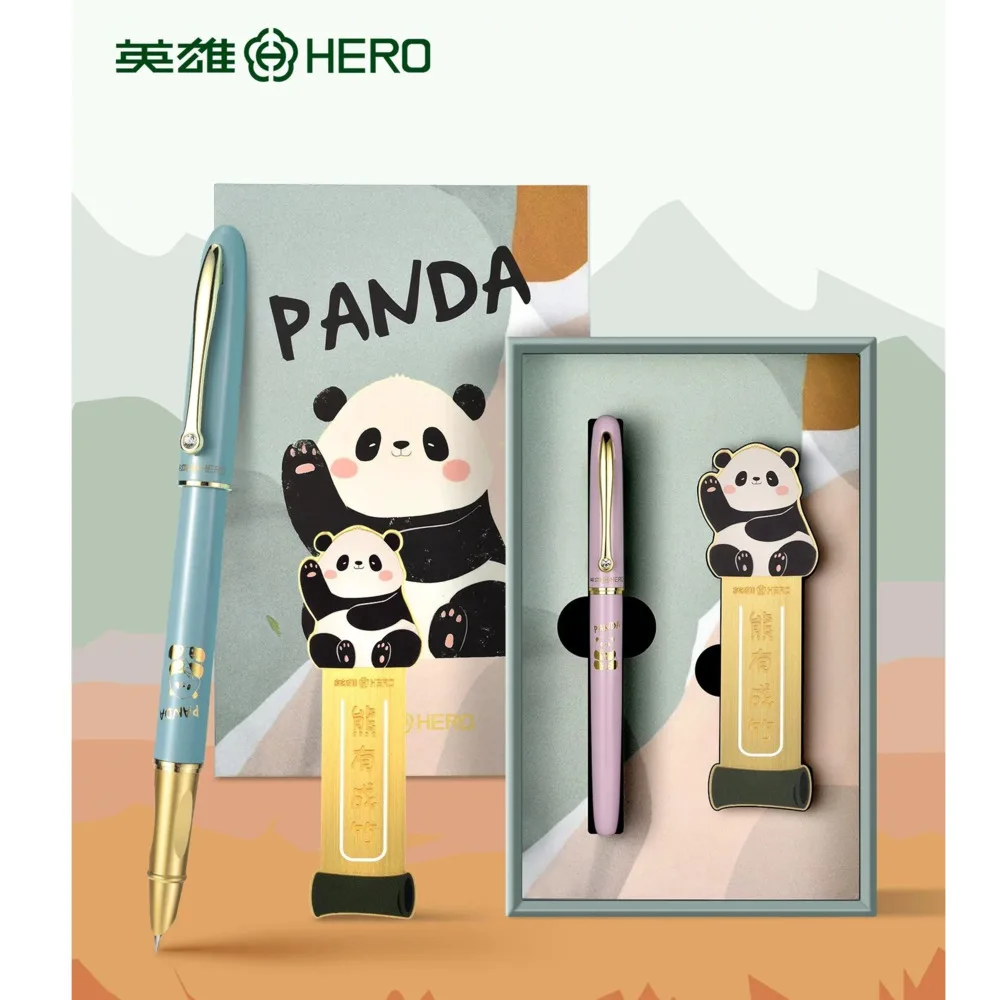 

Перьевая ручка Hero Panda, студенческая подарочная коробка, набор ручек для коррекции осанки, практики письма, 0,38 мм