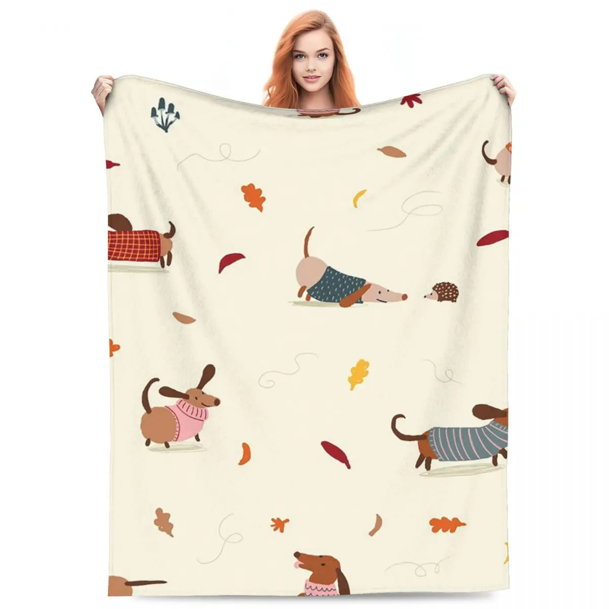 Sausage Dog Dachshund Cute Blanket Flannel Sofa Throw Blanket Breathable for Home Bedroom Throws Bedspread Quilt