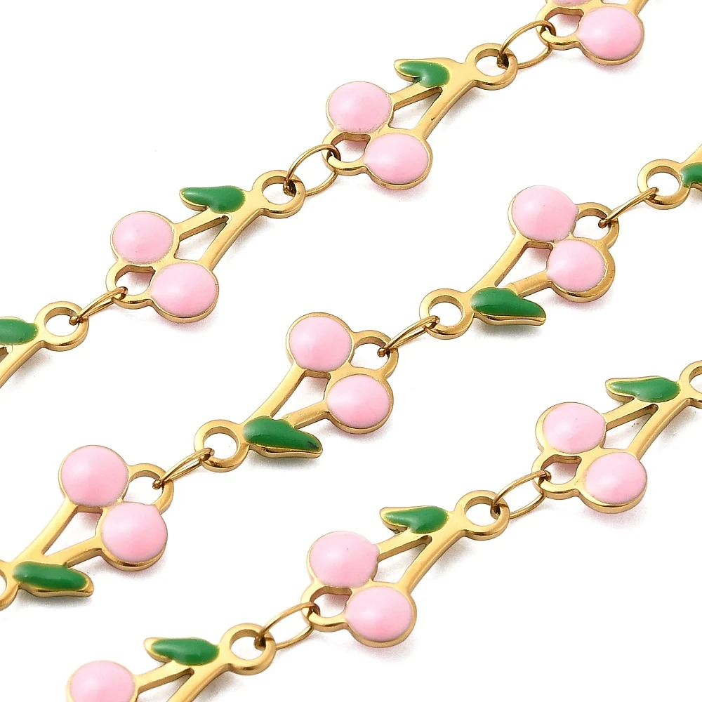 PandaHall 5m/Rolle IP 304 Edelstahl Emaille Kirschblüten-Charm-Kette, gelötet mit Spule für Halsketten- und Armbandherstellung – Detail 18
