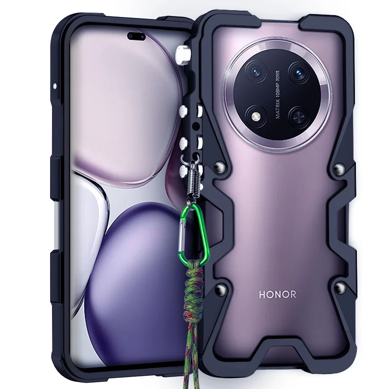 

Zimon Luxury Armor Metal Aluminum Phone Bumper For Honor X9a X9b X9c X8a X8b X8c Cover Mechanical Purely Handmade Skull Case