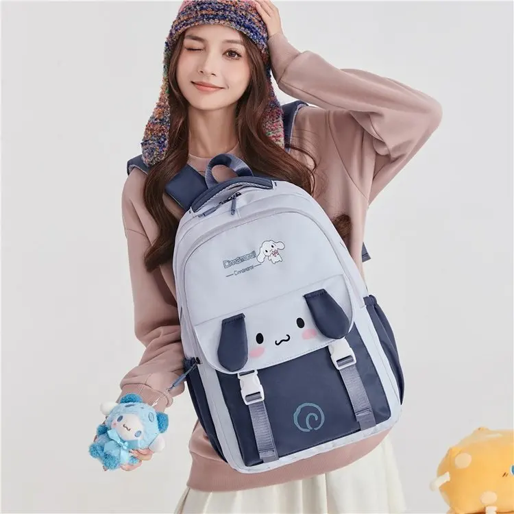 Sanrio Cartoon Kuromi Anime Backpack for Student 2024 New Simple Large-capacity Double-pocket Schoolbags Travel Birthday Gift