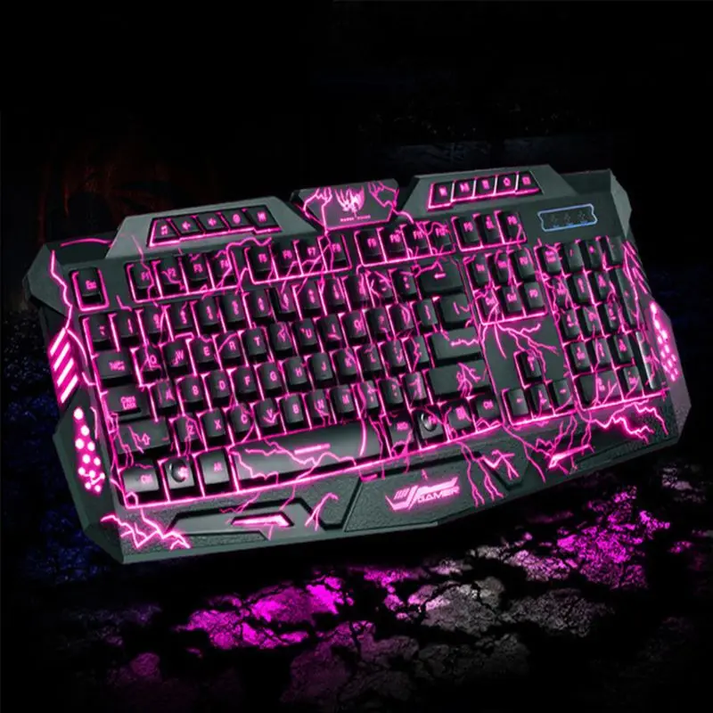 Crack Pattern LED Illuminated Backlight Gaming Keyboard for Computer PC Drop Shipping