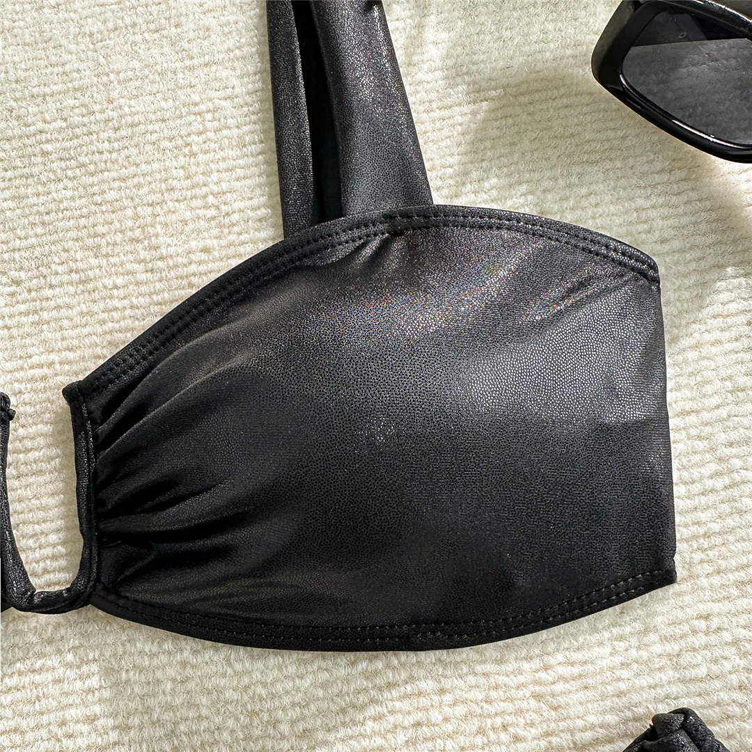 U-förmiger glitzernder, glänzender Bikini, zweiteiliger Damen-Bikini, Damen-Badeanzug, brasilianischer Badeanzug, Bather V7564 – Detail 21
