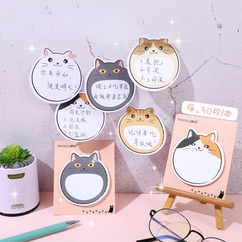 60 Sheets/2 Pcs Cartoon Cat Memo Pad Paper Sticky Notes Planner Sticker Paste Kawaii Stationery Papeleria Office School Supplies