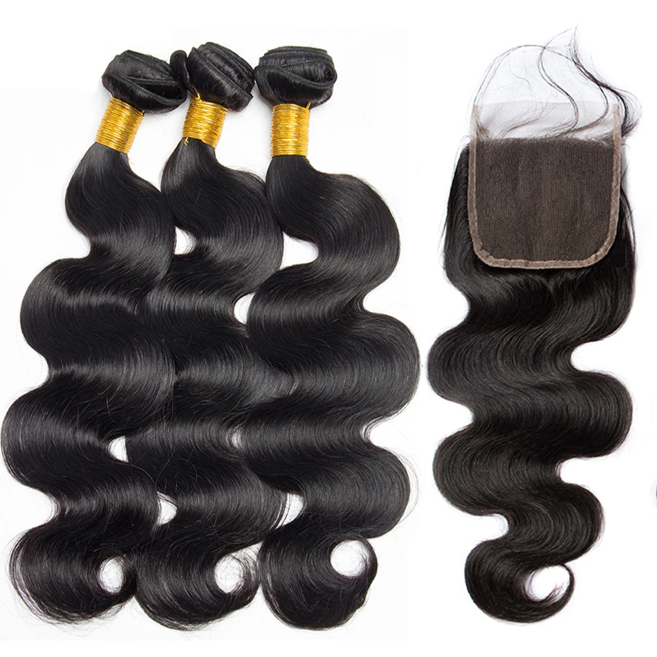 12A Peruvian Body Wave Bundles With Frontal 4x4 Closure Transparent Natural Virgin Human Hair Extensions Wholesale Bundles Weave