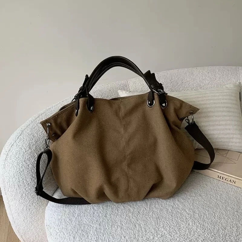

Female Large Capacity Canvas Tote Bag New INS Style Fashion Women Shoulder Crossbody Bag Unisex Casual Commuter Tote Handbag