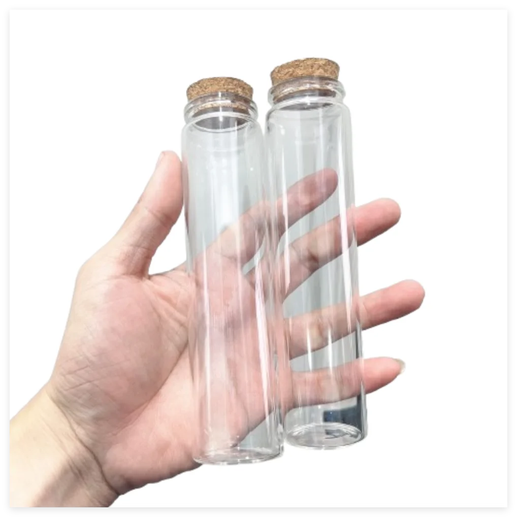 

6 PCS 125ml Candy Glass Bottles with Cork 26x37x150mm Empty Spice Glass Jars, Seeds Test Tube Containers DIY Craft Vials