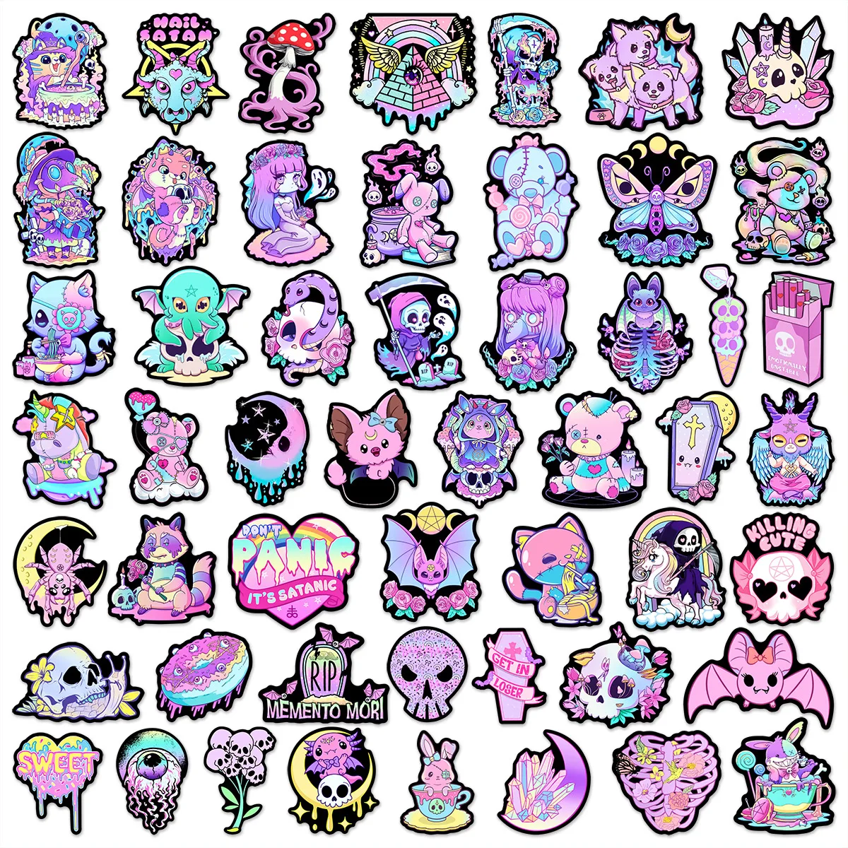 10/30/50PCS Popular Cartoon Pink Gothic Sticker Pack Skateboard Guitar Decoration DIY Laptop Waterproof Graffiti Decal Wholesale