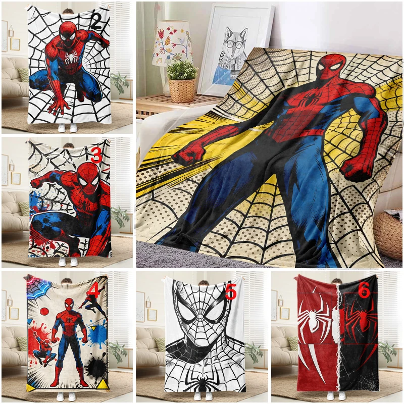 

Marvel Spiderman Comic Blanket Flannel Throw Warm Sofa Bed Cover Superhero Home Decor