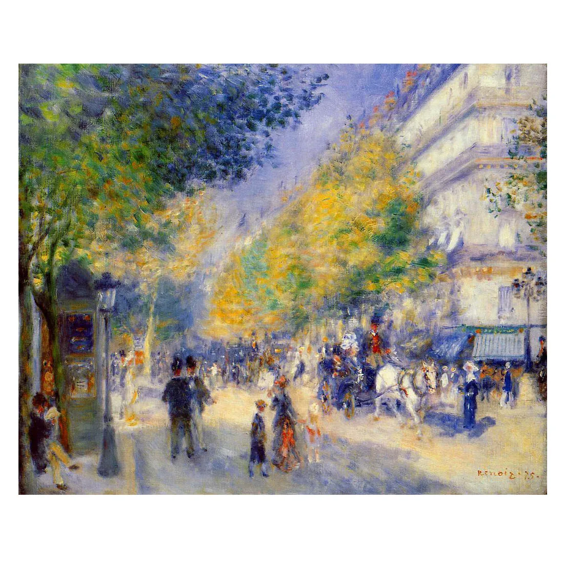 Hand painted high quality reproduction of The Great Boulevards by Renoir  Impressionist cityscape oil painting free shipping