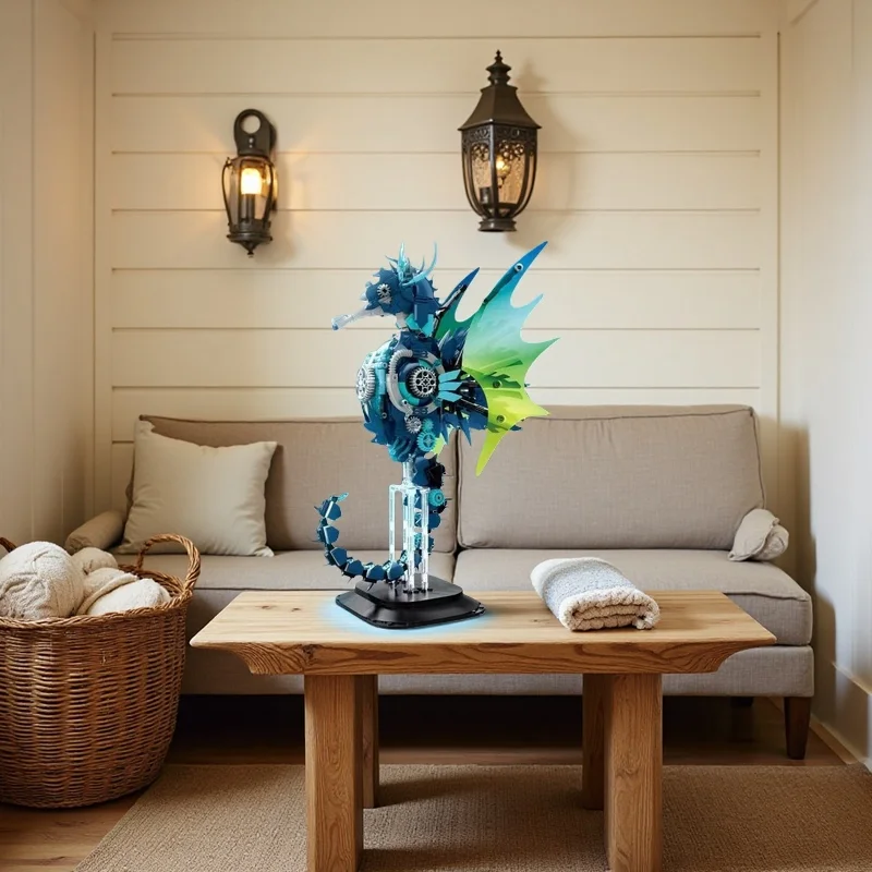 

1003 шт. ультра-крутая механическая игрушка-конструктор морского конька, украшение для домашнего рабочего стола, коллекция и развлечения океанских существ