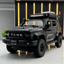 Simulation 1/24 Scale TANK 300 Off road Vehicle Model With sound And light Collective Miniature Voiture Diecast Boy Car Toy Gift