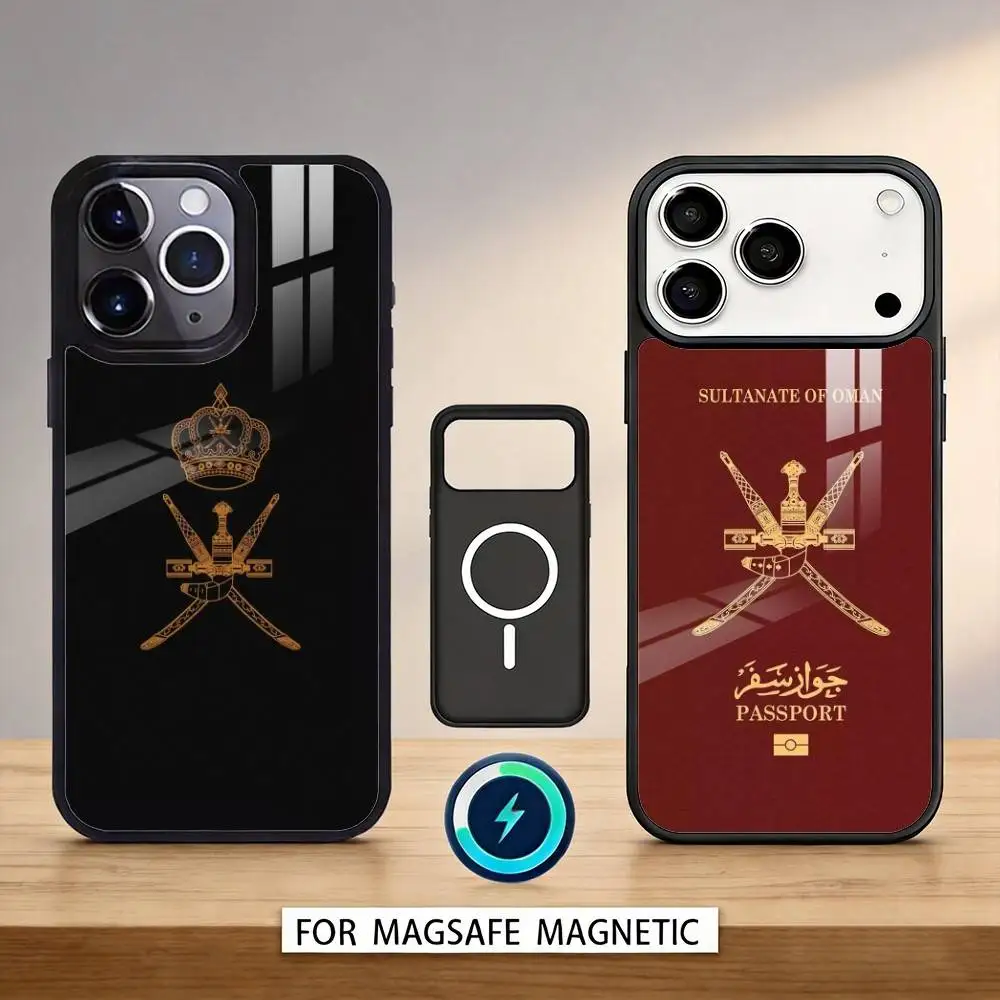 

Oman Passport Flag Phone Case Magnetic For iPhone17 16 15 14 13 12 Pro Max For Magsafe Wireless Charging Cover