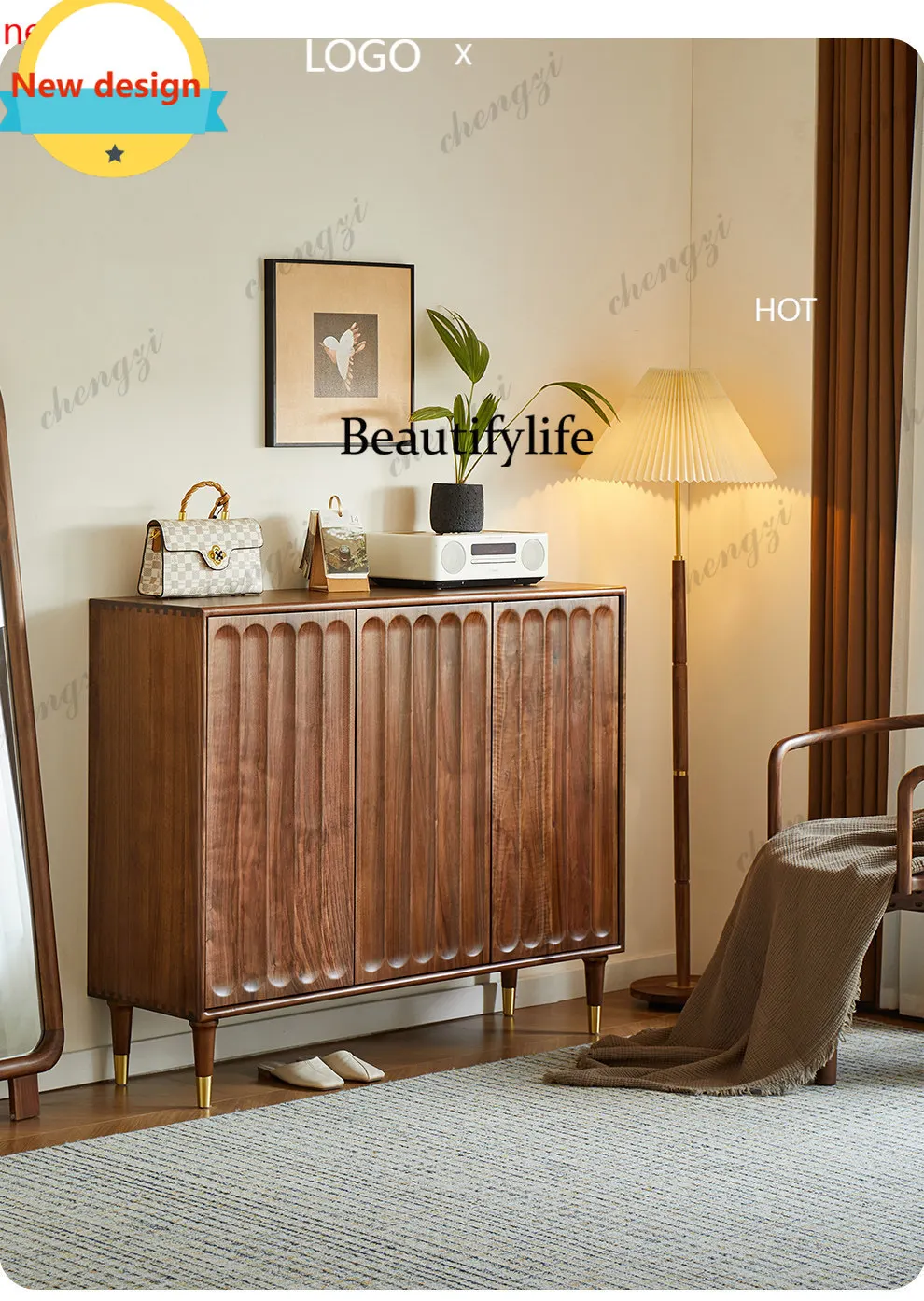 D8000    The shoe cabinet is all solid wood,  large-capacity entrance at the door of the home is an integrated indoor shoe cabin