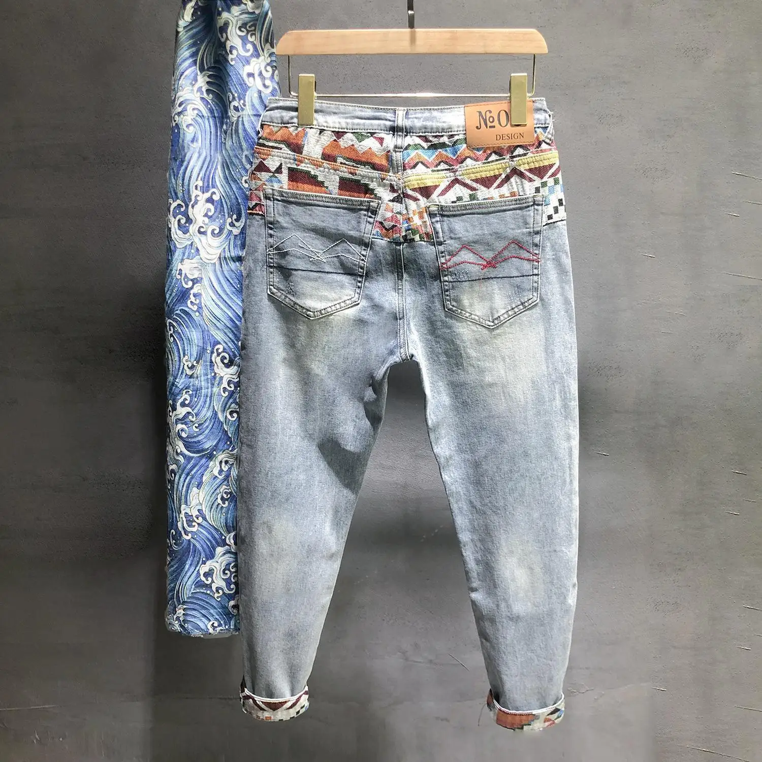 الرجال الراقية المطرزة خليط الجينز ، سليم صالح كاوبوي السراويل ، الكورية الفاخرة مصمم الملابس ، عادية موضة ، مصمم #3