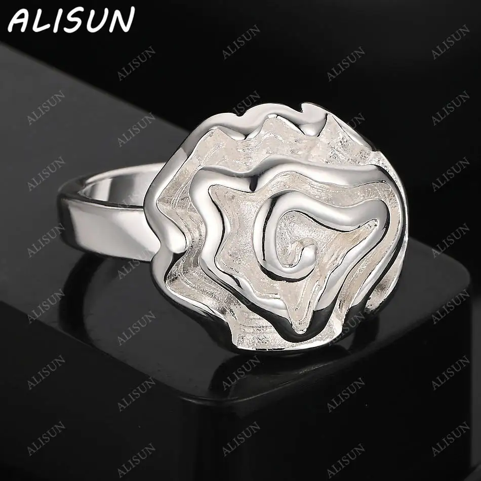 

ALISUN 925 Sterling Silver Size 6-10 Big Rose Ring For Women Fashion Jewelry Charm Grace Noble Wedding Accessories