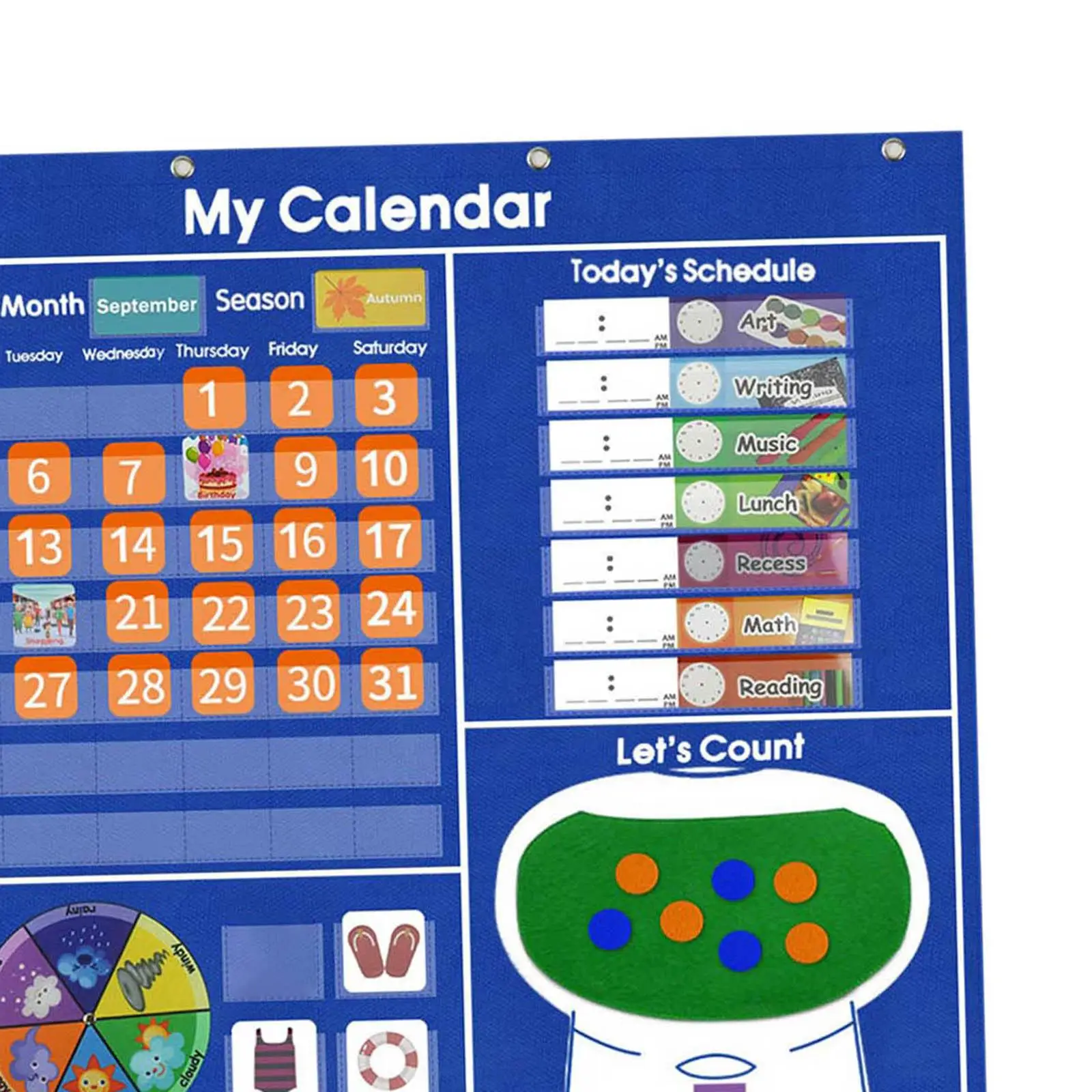 Calendário de aprendizagem e contagem de matemática meteorológica, suprimentos para ensino doméstico com cartões, aprendendo crianças e bebês