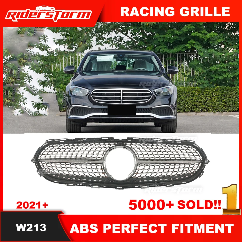 Year 2021+ W213 Diamond Grille For merced New E Class Executive Model Front Bumper Mesh Grille For E300 E260 L W213 Grille