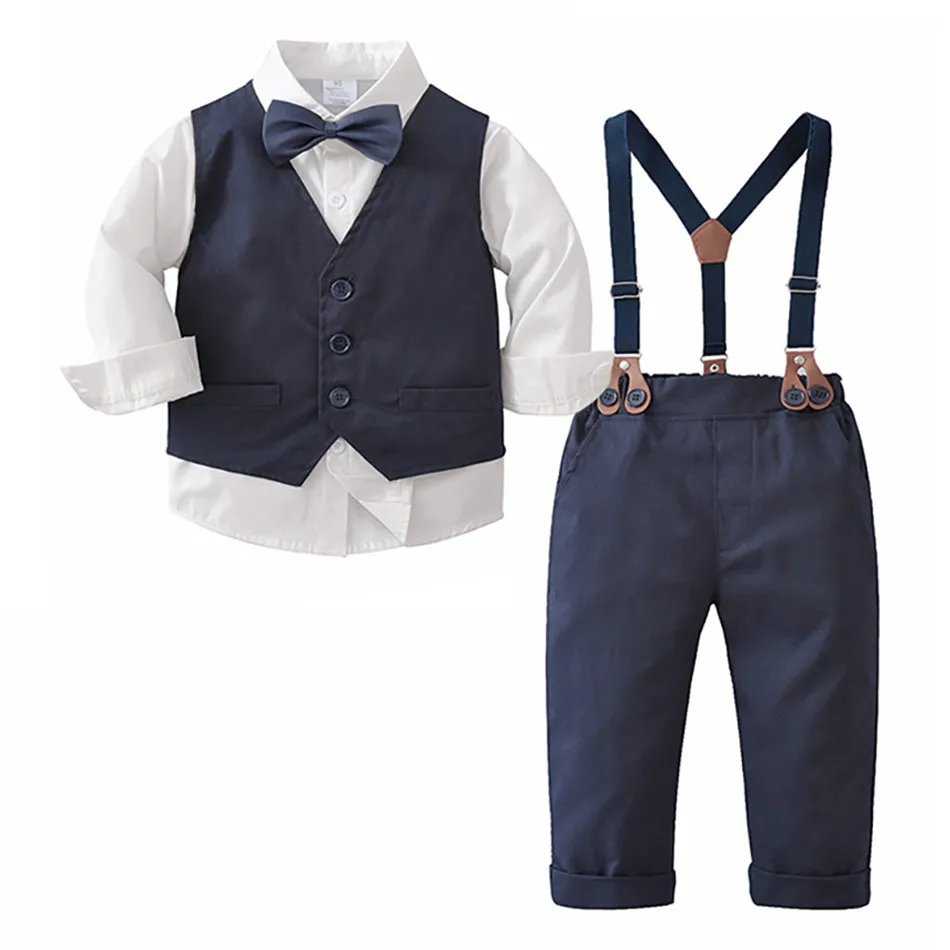 

Spring and Autumn Boys Gentleman Dress Vest Short Sleeve Suspenders Three Piece Photography to Banquet Christening Essentials