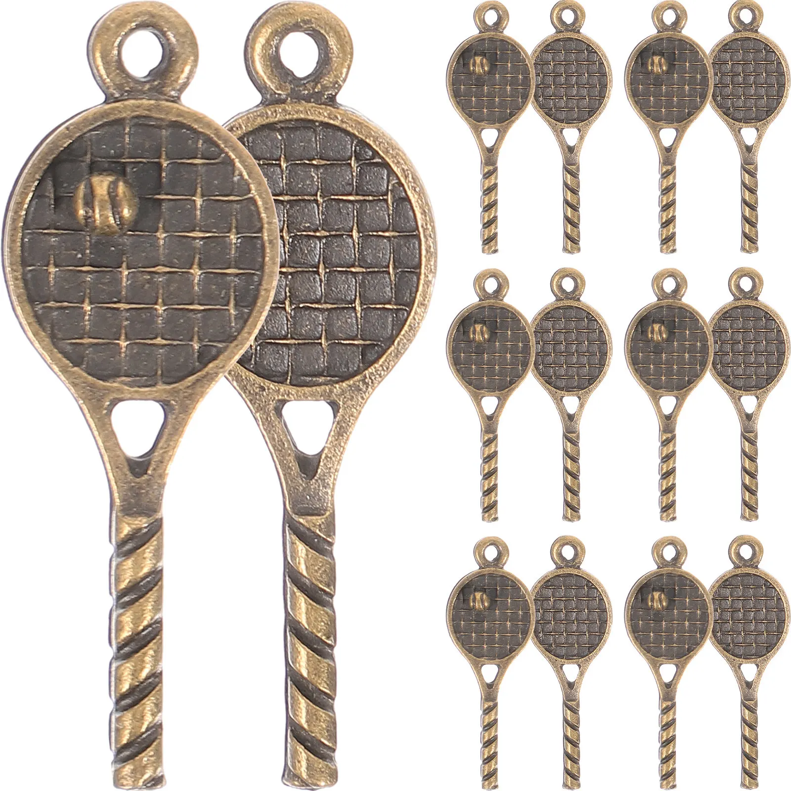 18Pcs Tennis Racquet Jewelry Charms DIY Pendant Accessories Zinc Alloy Bright Fade Resistant for Necklace Bracelet Keychain