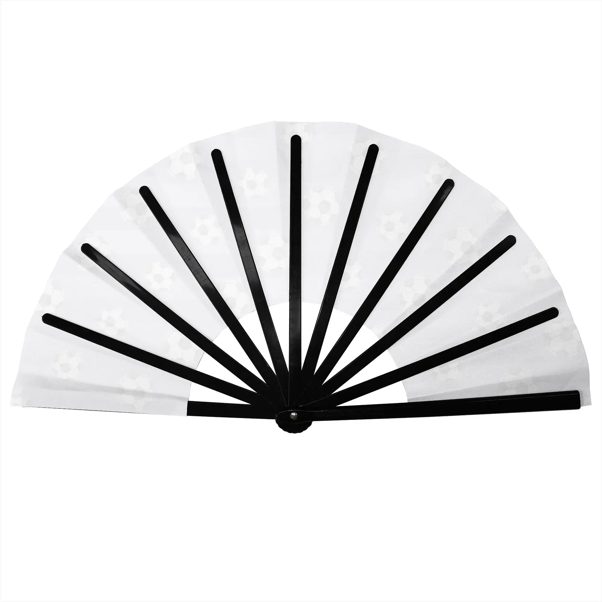 Soccer Balls On Purple Stripe Stylish Hand Fan Women Footbally  Printed Polyester Fan Trendy For Dancing Gift
