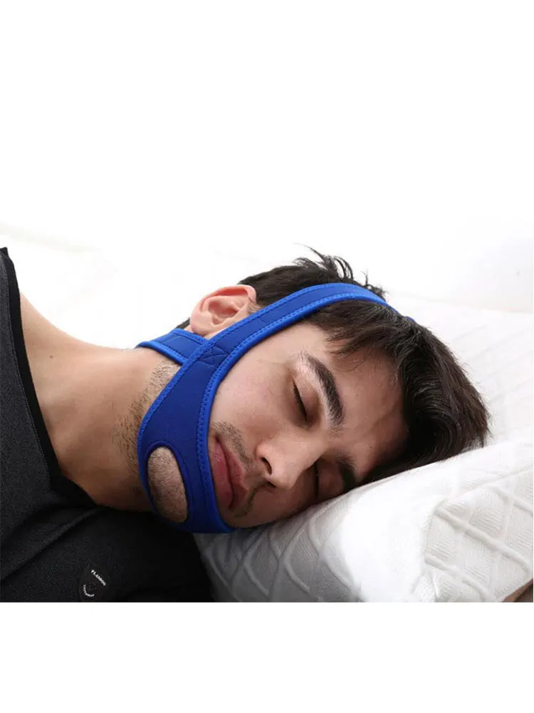 Men\'s Prevention of Sweating Black Diving Material Black Anti Snoring Open Mouth Breathing Correction Strap Assisted Sleep Under