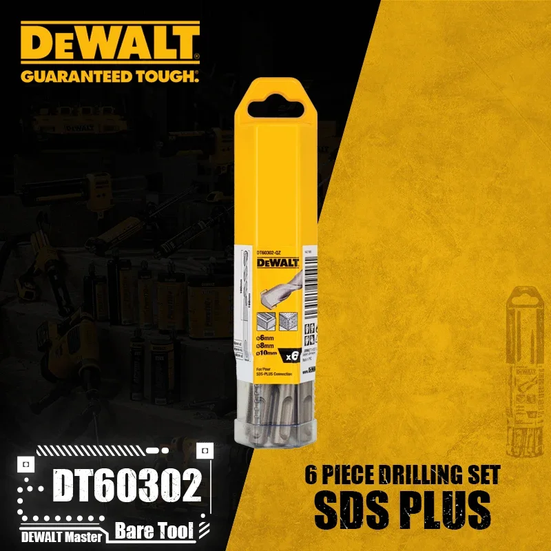 DEWALT DT60302 SDS Plus 6 Piece Drilling Set Power Tool Accessories 6MM 8MM 10MM