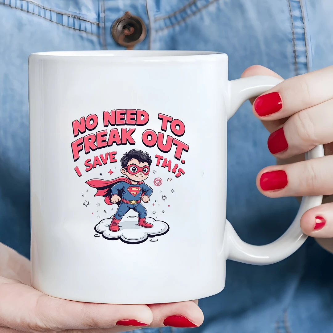 

Cartoon Superhero Boy 11OZ Mug Family Kids Cold & Hot Drink Cup Christmas Gift Panic! I'm Not Here