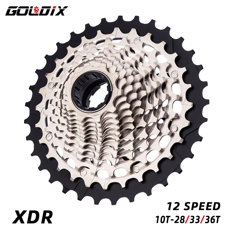 GOLDIX Ultralight XDR Bicycle Freewheel 10T-28T/10T-33T/10T-36T CNC Hollowout 12 Speed Bicycle Cassette for Road Bike and Gravel