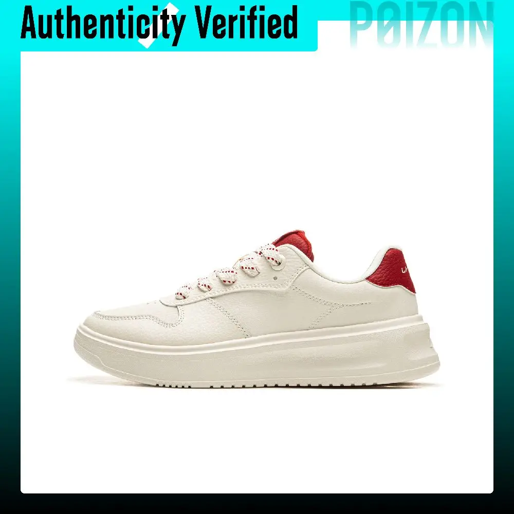 Li Ning Cloud Sky Slip Resistant, Abrasion Resistant, Breathable Low top Skateboard Shoes Women's White Red AGCU320-1