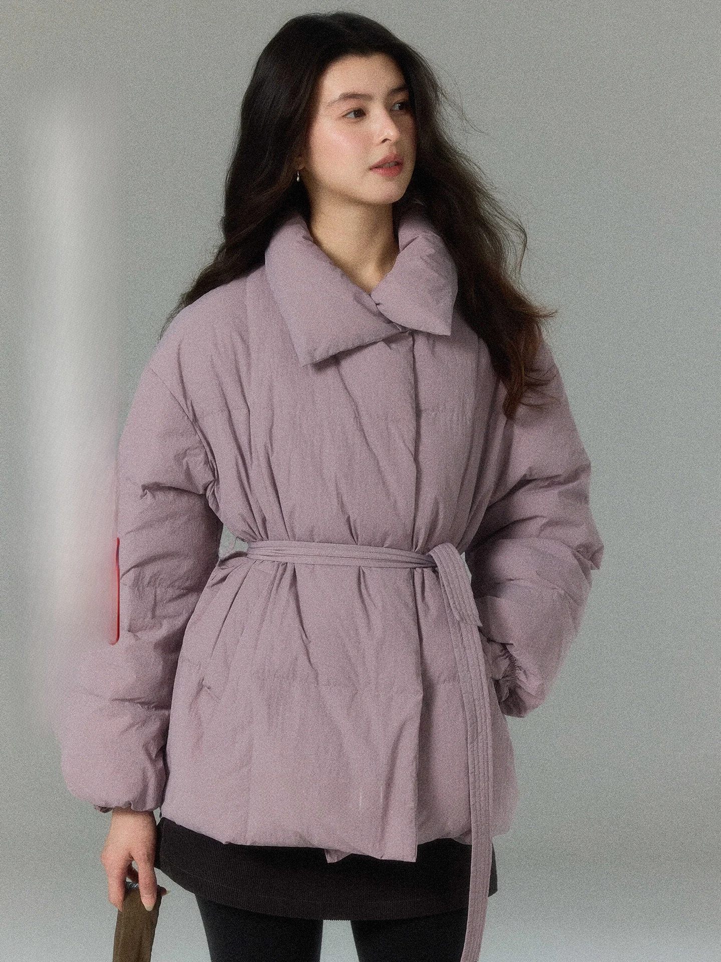 

Женское теплое пальто Ele ort Puffer Jaet, гарантированное фиолетовое пуховое пальто с воротником-стойкой и пушистым нейлоном, зимнее впечатление