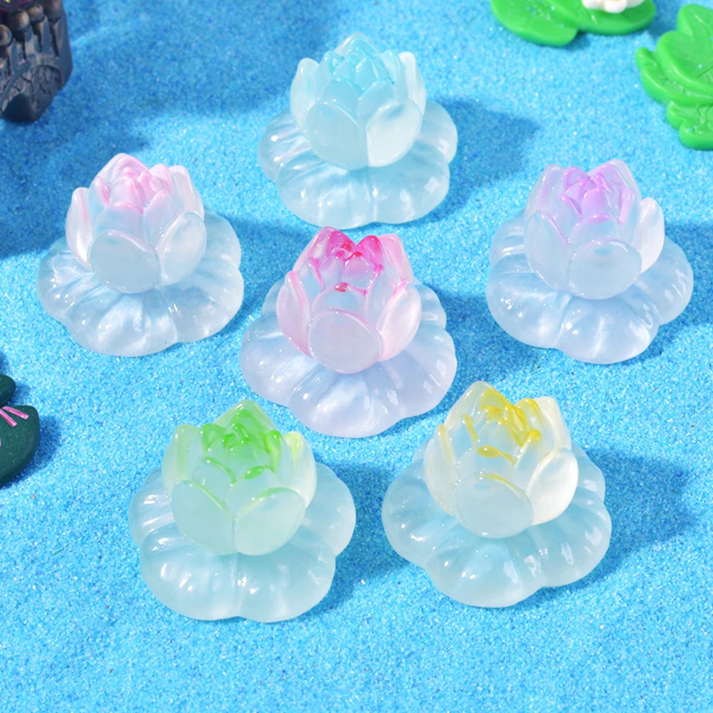 

Micro-landscape Luminous Statue Fish Decor for Tank Bud Resin Decorations Small Office