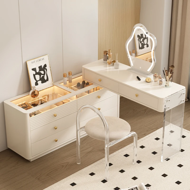 

Mordern Minimalist Dressers White Table Top Luxury Storage Acrylic Dressers Transportable Corner Schmincktisch Room Furniture