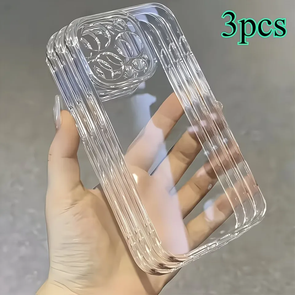3 fundas ultrafinas transparentes para iPhone 11 12 13 14 15 16 17 Air Pro Max Plus 7 8 X Xr Xs 16E 17E, cubiertas traseras suaves de silicona