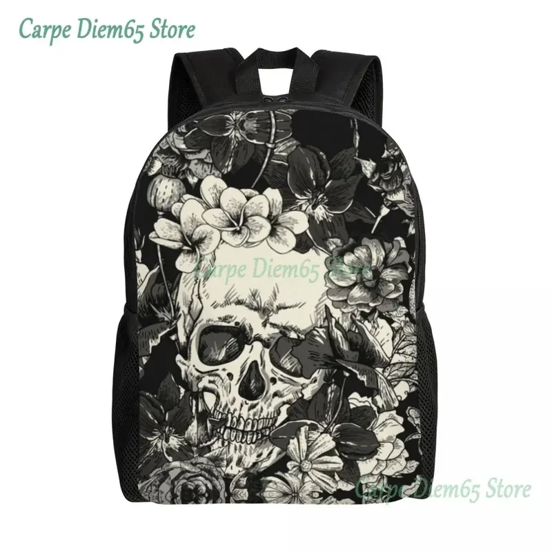 Skulls And Roses Backpack for Women Men School College Students Bookbag Fits 15 Inch Laptop Gothic Moth Bags