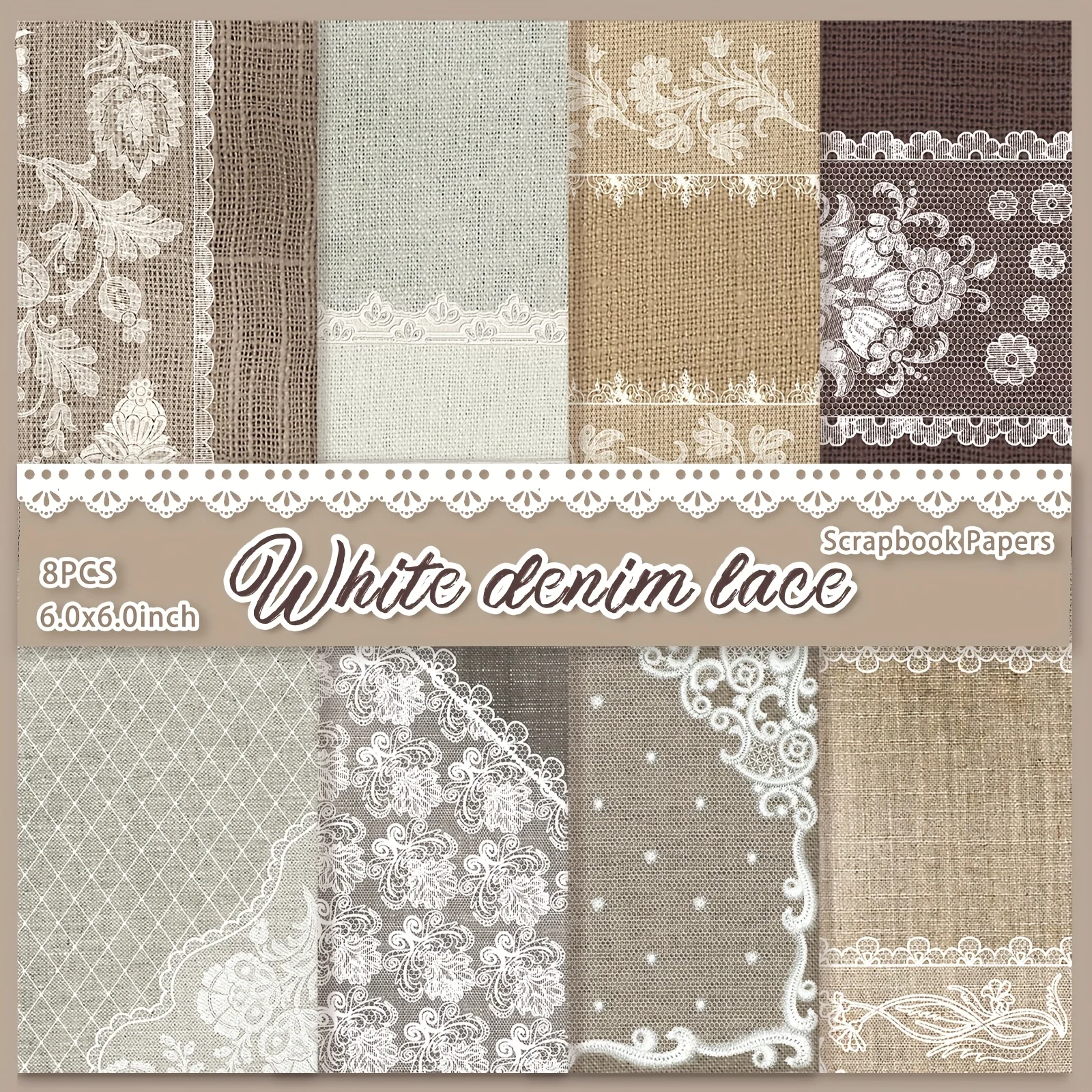 8 Blatt weißes Spitzen-Scrapbook-Papier für Junk-Journal, Kartenherstellung, DIY-Projekte, bewölktes Design, perfektes Geschenk für Journaling-Planer
