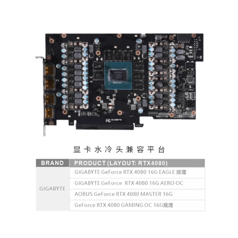 Bykski N-GV4080EOC-X Water Block for GIGABYTE GeForce RTX 4080 AERO/EAGLE/MASTER/GAMING OC 16G GPU Card /Copper Cooler Radiator