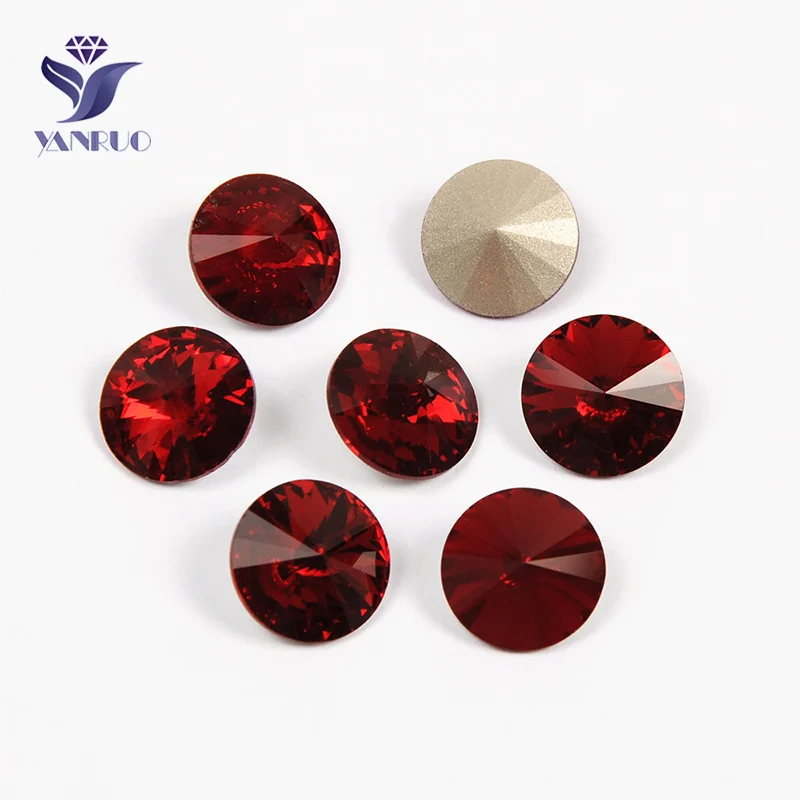 YANRUO 1122 Rivoli Light Siam Sewing Crystals Red DIY Sew Glass Rhinestones With K9 Crystals Sewn Rhinestones For Clothes