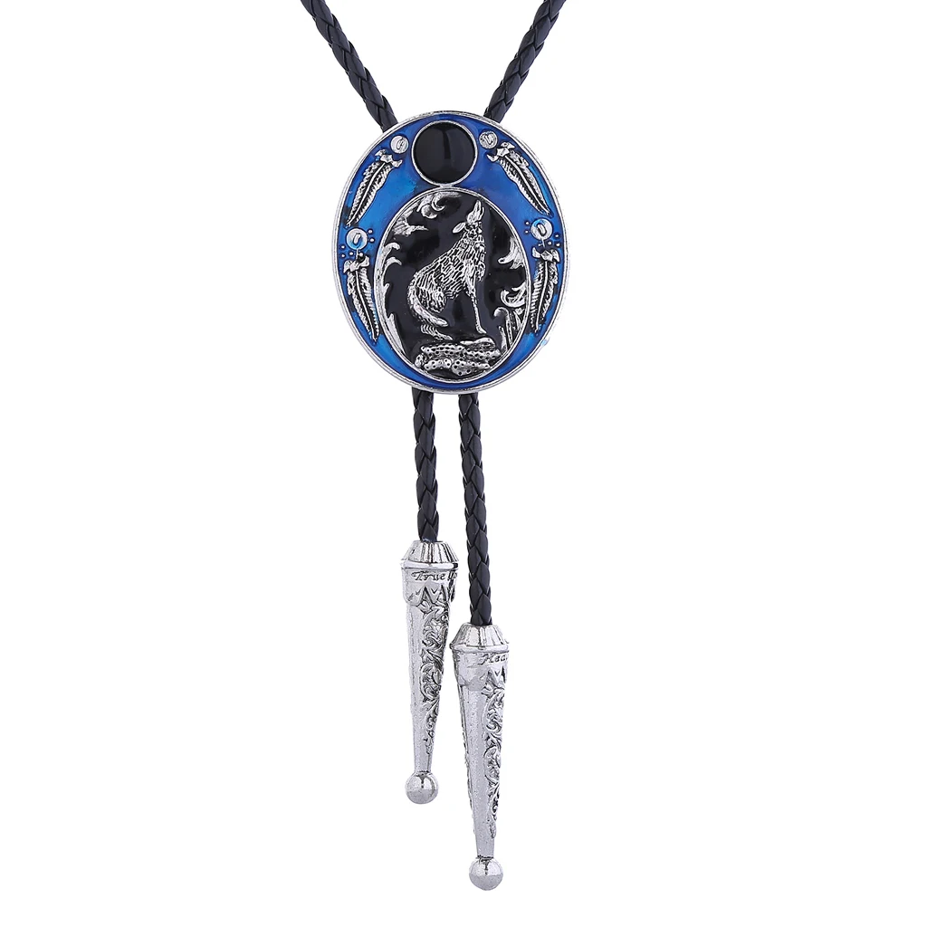 New painted Wolf roar agate Bolo Tie