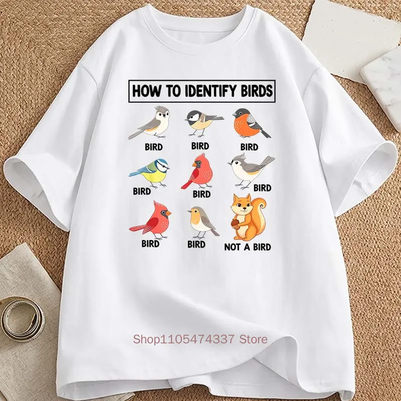 How To Identify Birds Graphic Print T-shirts for Women Summer Casual Fashion Funny Harajuku Comfort Crew Neck Short Sleeve Tees