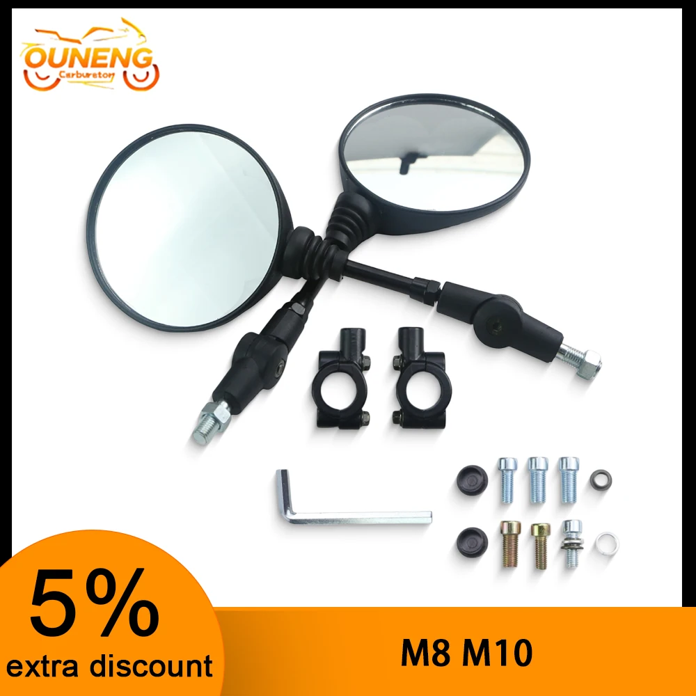 2Pcs Anti Fall Foldable Round Rearview Mirror 10mm Thread Universal For KTM Motorcycle Scooter Motocross