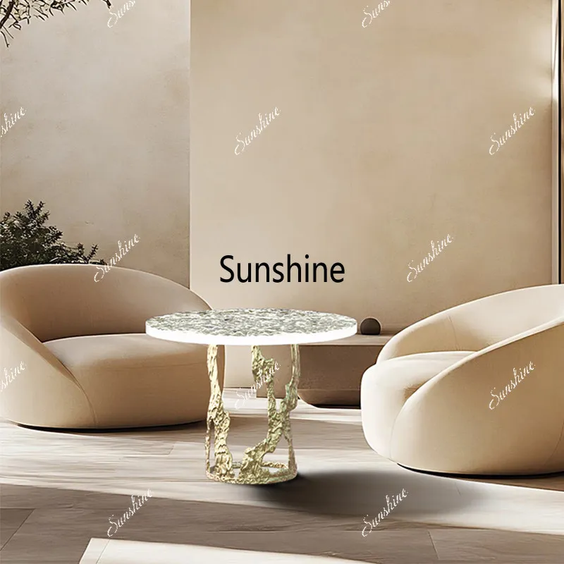 

Light luxury brass acrylic crystal coffee table combination villa high-end furniture