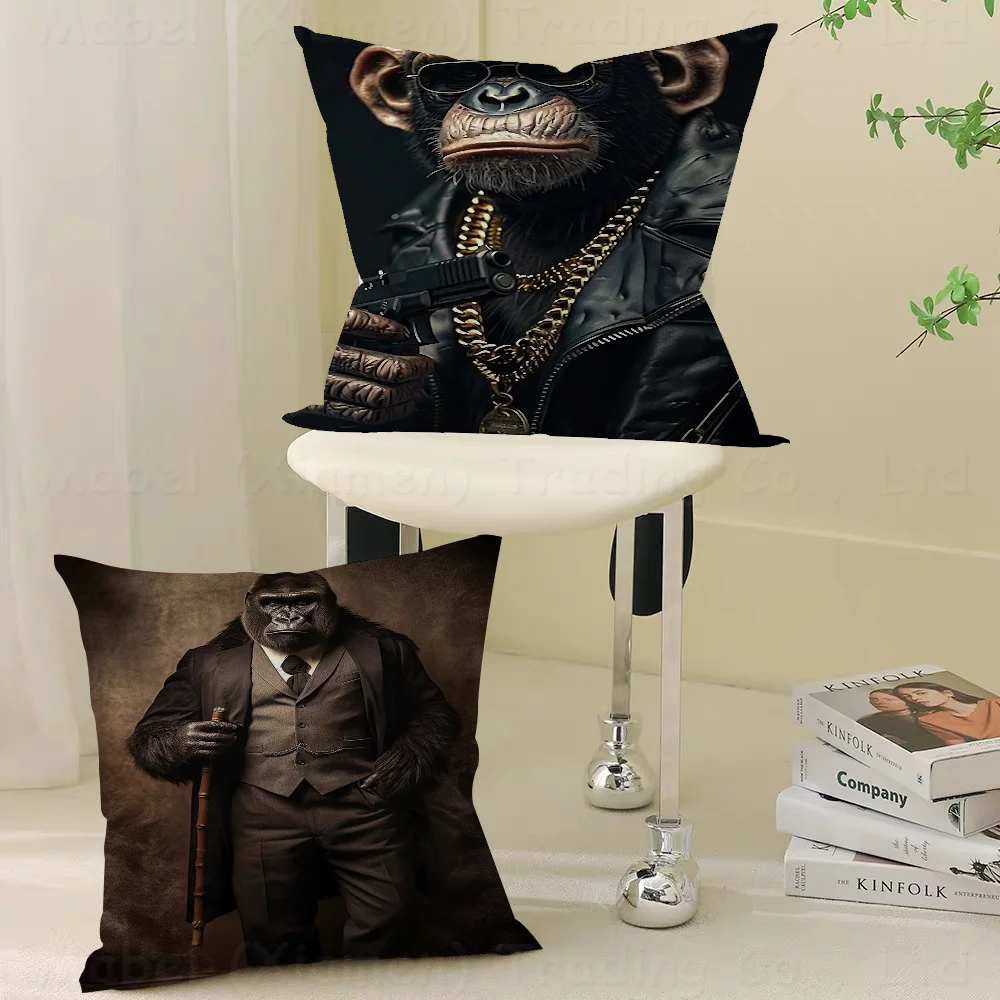 

Funny Smoking Monkey ChimpanzeePillowcase Toon Gift Cushion Cover Bedroom Home Sofa Chair Seat Decor Pillow Case