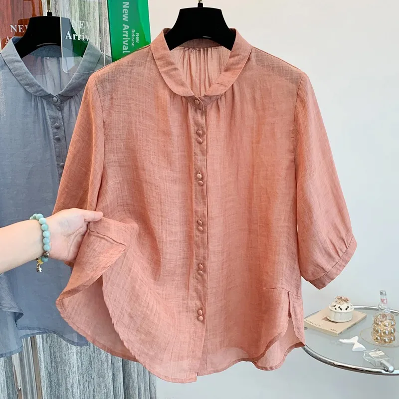 

Дышащий цвет, летний новый женский топ ort Sve irt, корейский универсальный художественный топ из смеси хлопка и полиэстера