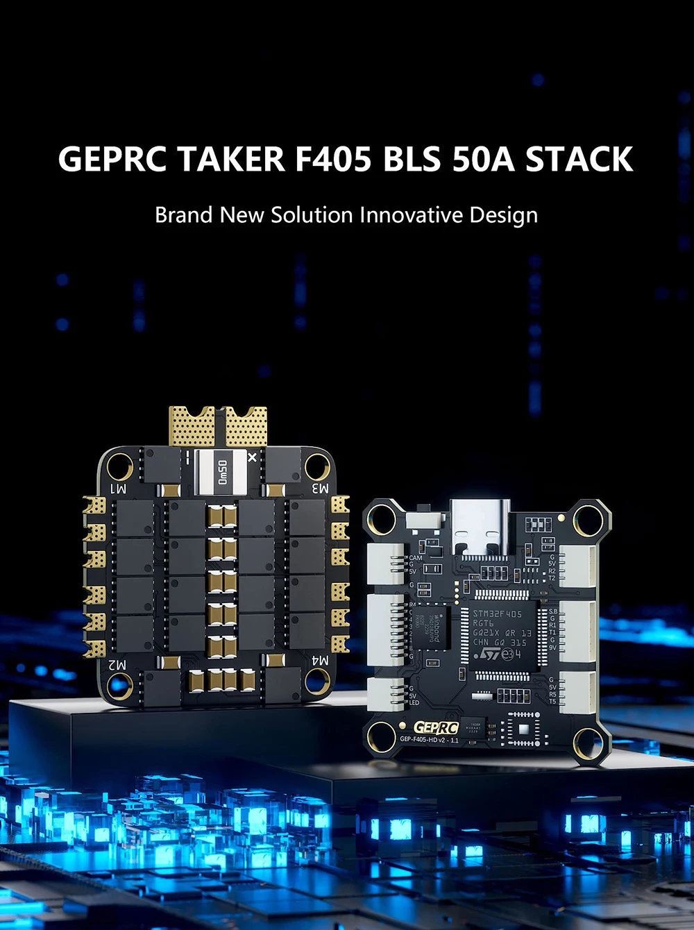 وحدة تحكم في الطيران GEPRC TAKER F405 HD V2 F4 OSD مع 5 فولت 9 فولت BEC و50A BL_S 3-6S 4in1 كومة ESC بدون فرشاة لسباق RC بدون طيار FPV