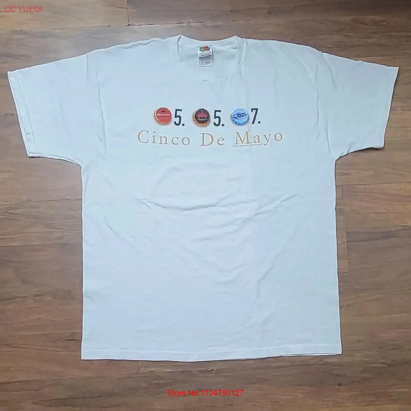 Camiseta gráfica vintage Y2K Budweiser Bud Light Cinco de Mayo 5 7, talla XL, estilo vintage lavado, top versátil para uso diario